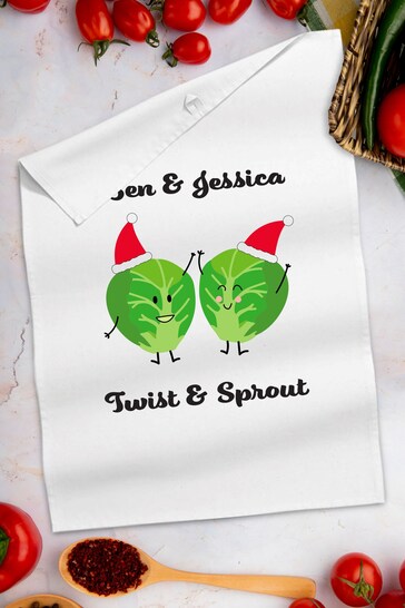 Persoanlised Christmas Sprouts Tea Towel by Ice London