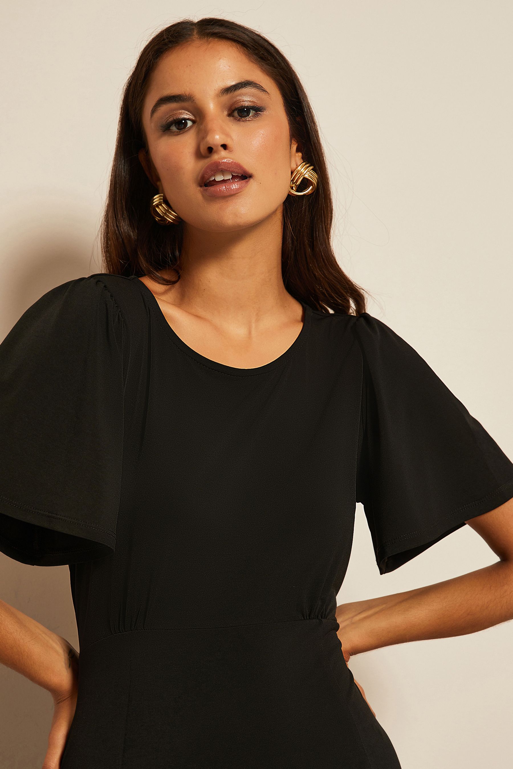 Black dress flutter sleeve new arrivals