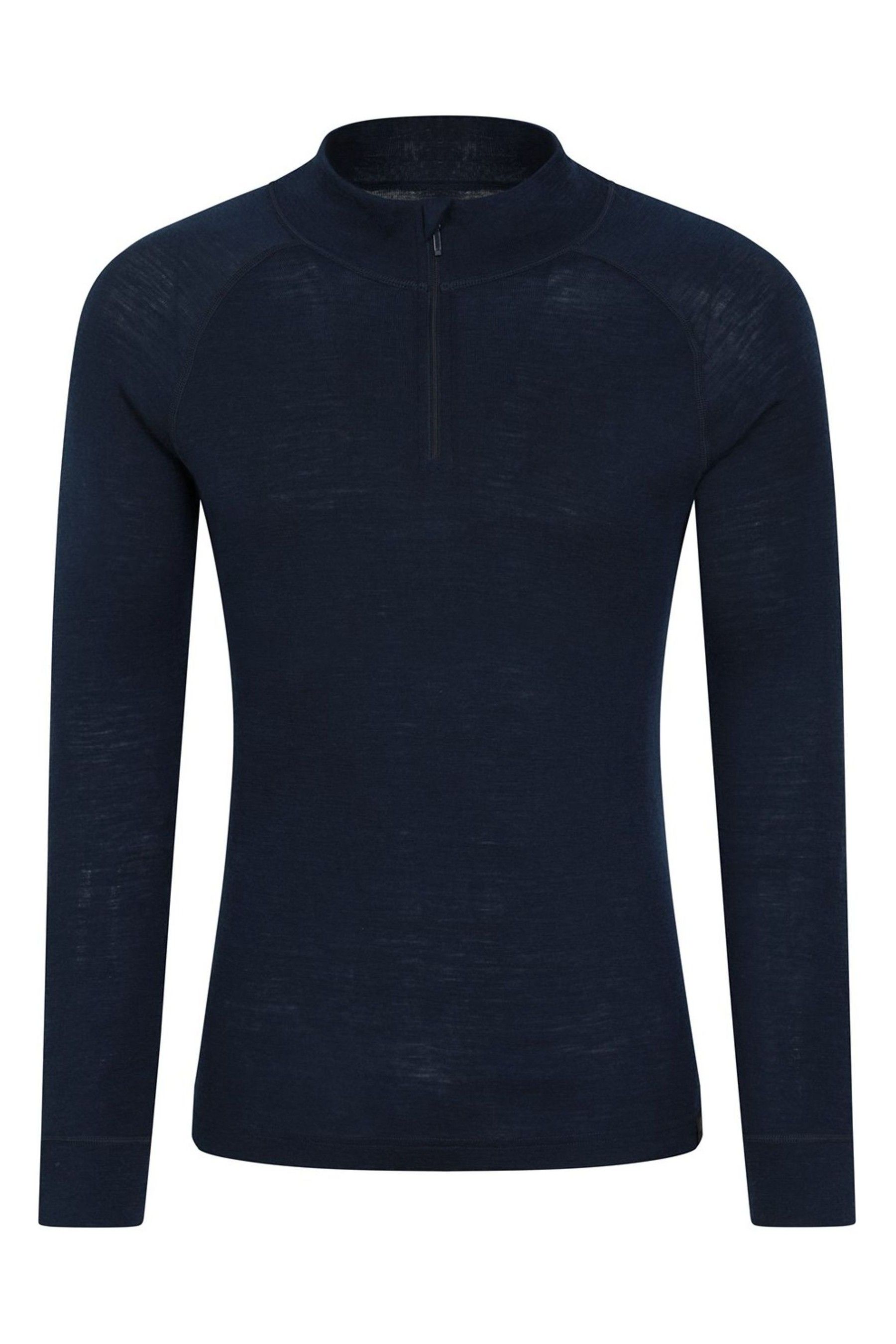 Buy Mountain Warehouse Blue Merino Zip Neck Thermal Top Mens from the
