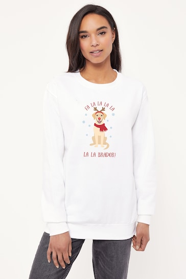 Lipsy White Labrador Christmas Women's Sweatshirt