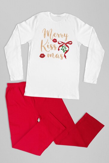 Lipsy Red White Merry Kiss Mas Christmas Women's Pyjamas