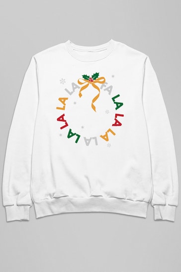 Lipsy White Fa La La Christmas Wreath Women's Sweatshirt