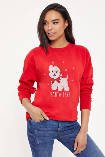 Lipsy Red Westie Christmas Women's Sweatshirt