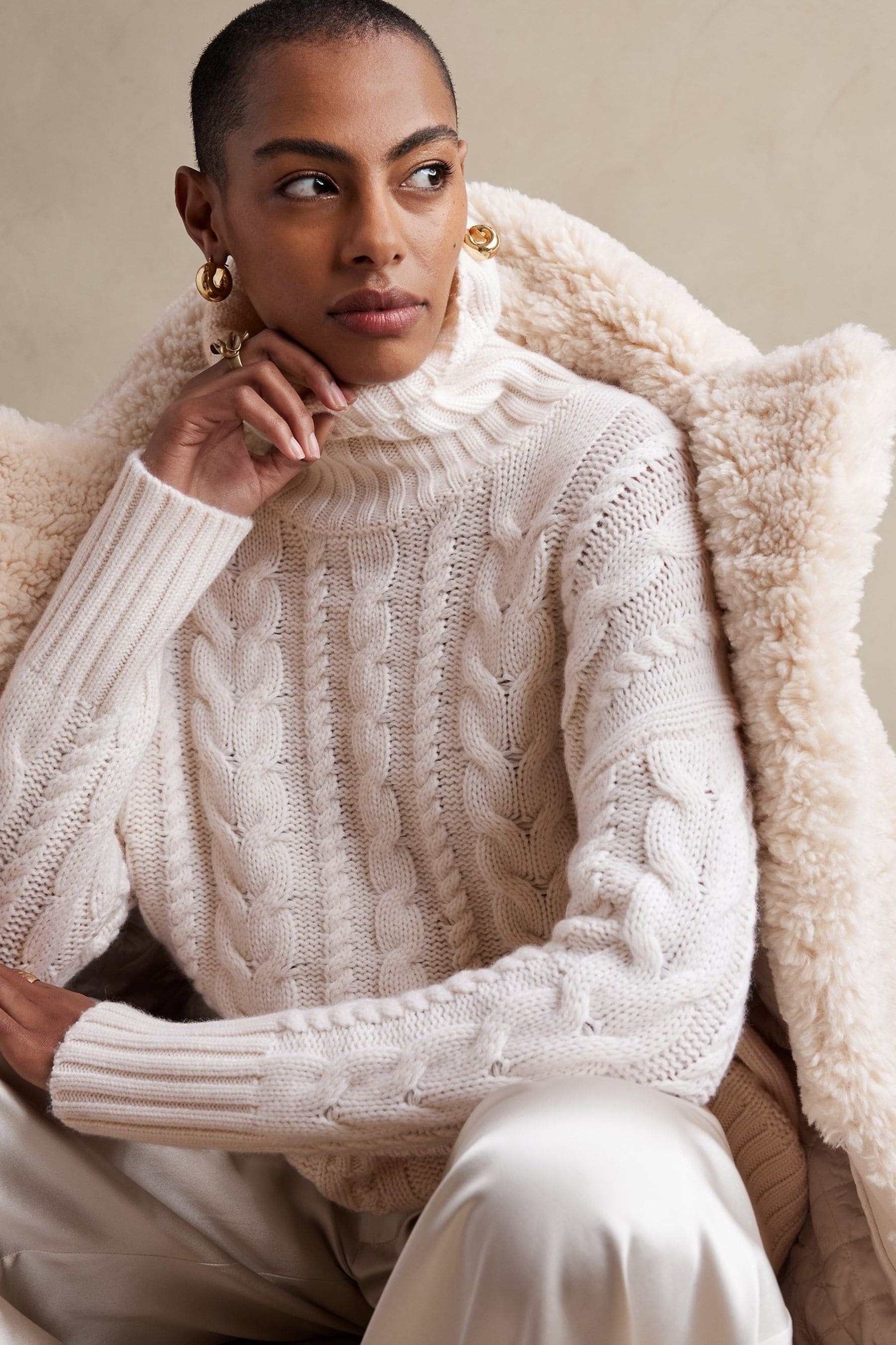 Buy Banana Republic Cream Breton Merino Cashmere Jumper from the