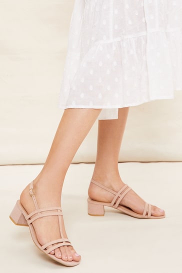 Friends Like These Nude Regular Fit Block Strappy Low Heel Sandal