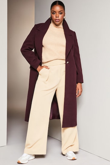 Lipsy Berry Red Curve Single Button Long Tailored Coat