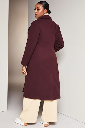Lipsy Berry Red Curve Single Button Long Tailored Coat