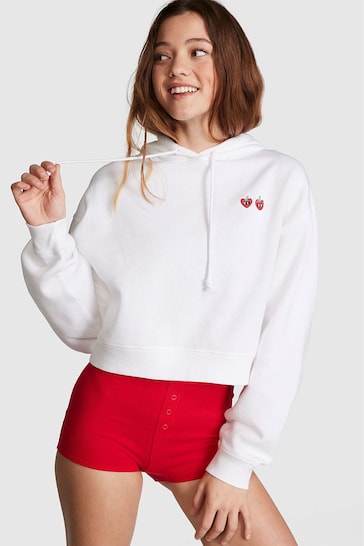 Victoria's Secret PINK Optic White Cropped Hoodie