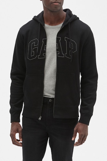 Gap Black Logo Zip-Up Hoodie
