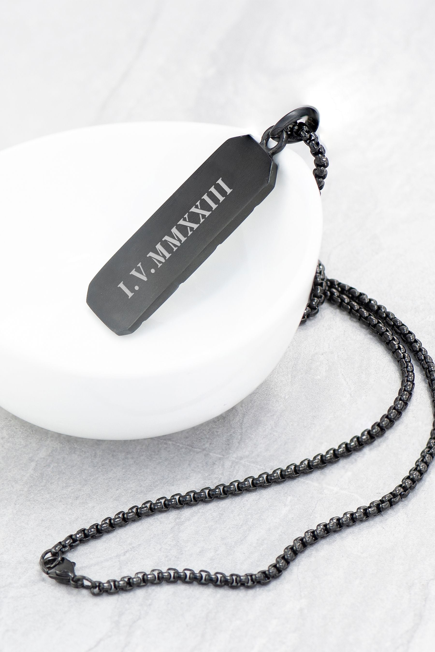 Buy Personalised Men s Black Steel Dog Tag Necklace by Treat