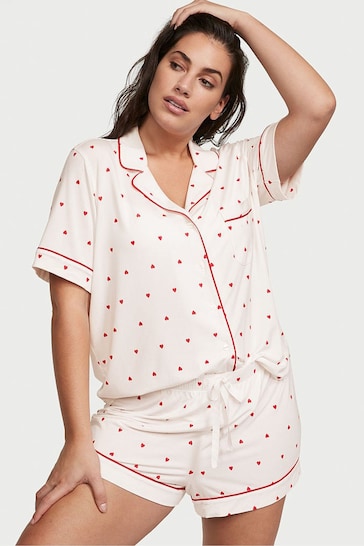 Victoria's Secret Coconut White Heart Dot Modal Short Pyjamas