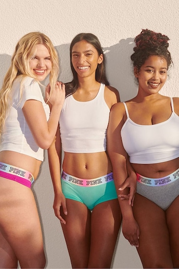 Victoria's Secret PINK Teal Ice Short Cotton Logo Knickers
