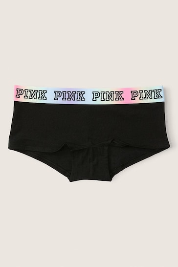 Victoria's Secret PINK Pure Black Short Cotton Logo Knickers