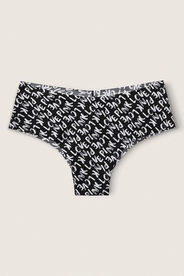 Victoria's Secret PINK Pure Black White Font Cheeky Smooth No Show Knickers