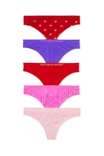 Victoria's Secret Red/Purple/Pink Thong Knickers Multipack