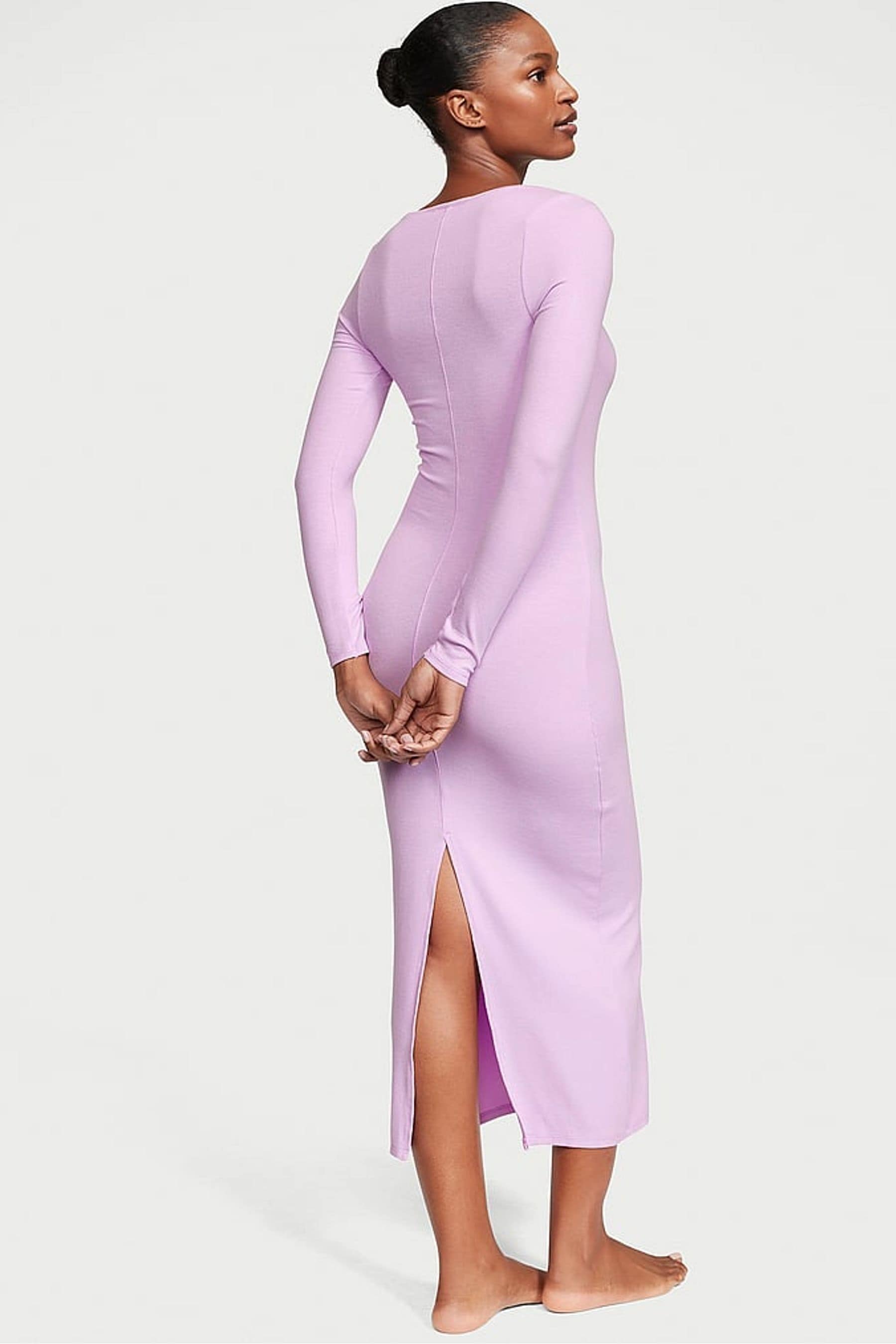 Buy Victoria s Secret Violet Sugar Purple Ribbed Modal Long Slip