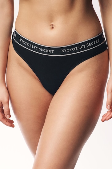 Victoria's Secret Black Thong Logo Multipack Knickers
