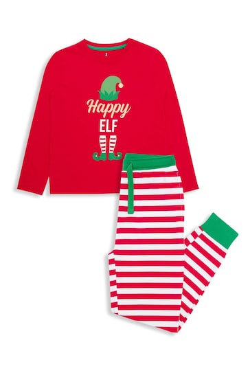 Threadgirls Red Long Sleeve Cotton Matching Family Christmas Pyjama Set