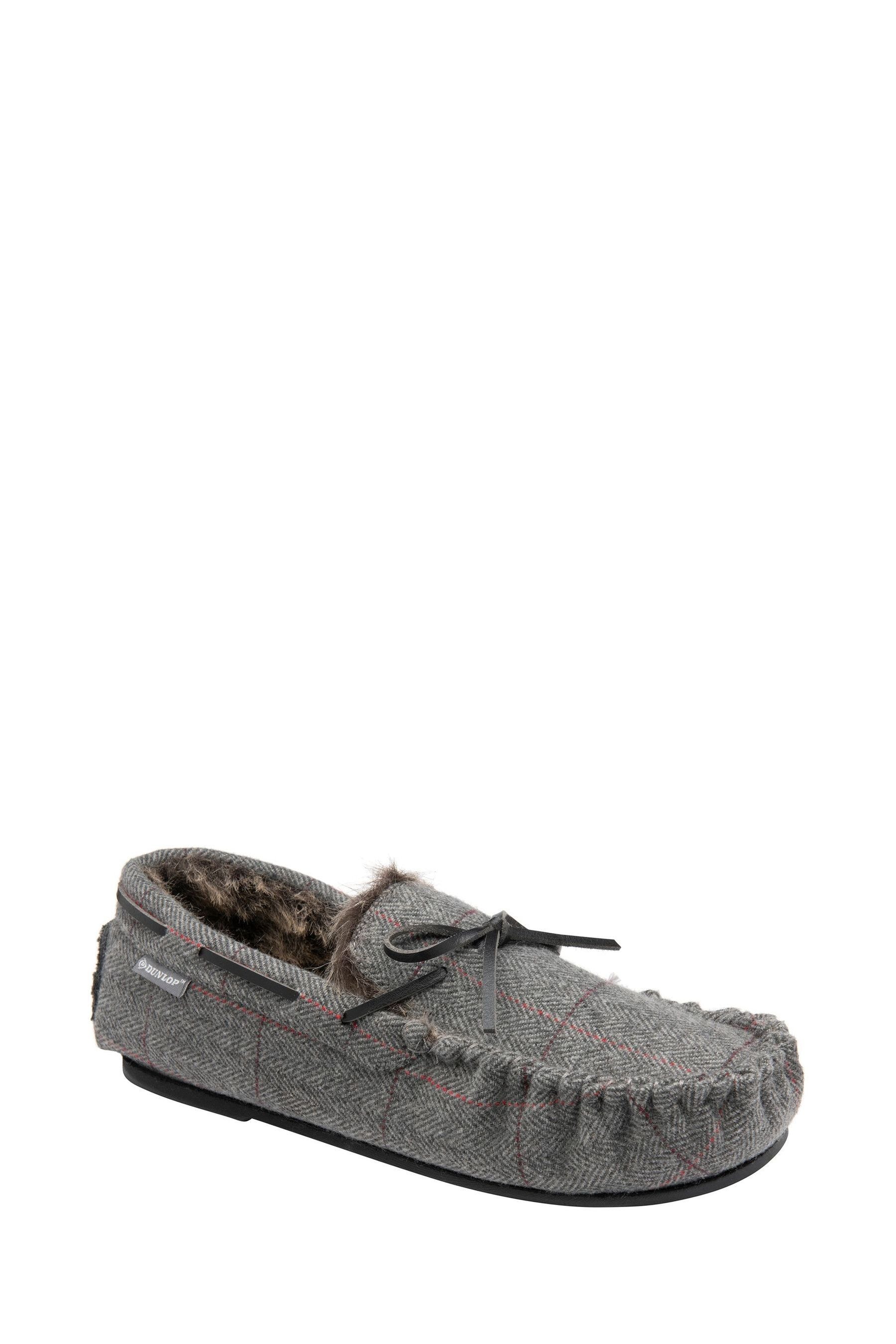 Buy Dunlop Grey Regular Fit Full Shoe Fur Lined Slippers Men s