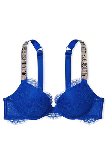 Buy Victoria's Secret Blue Oar Lace Shine Strap Plunge Push Up Bra from the  Next UK online shop