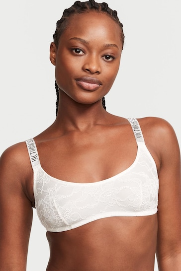 Buy Victoria's Secret White Shine Strap Lace Bralette from the Next UK  online shop