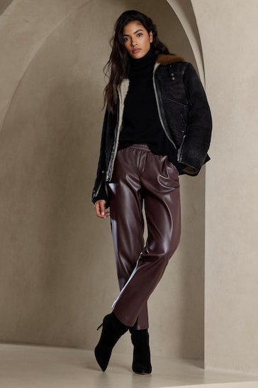 Banana Republic Chocolate Brown Chocolate Brown Faux Leather Trousers
