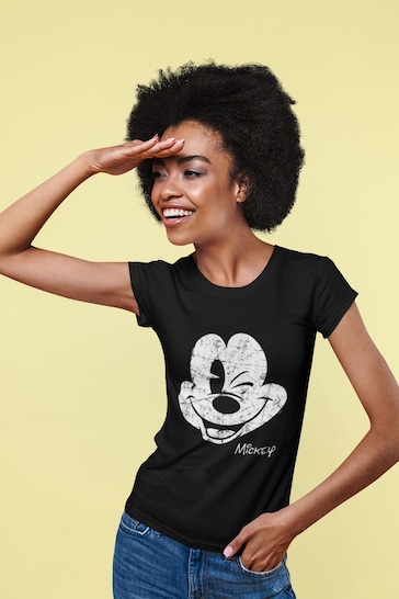 Buy Brands In Black Mickey Mouse Women Black Disney T-Shirt from the Next  UK online shop
