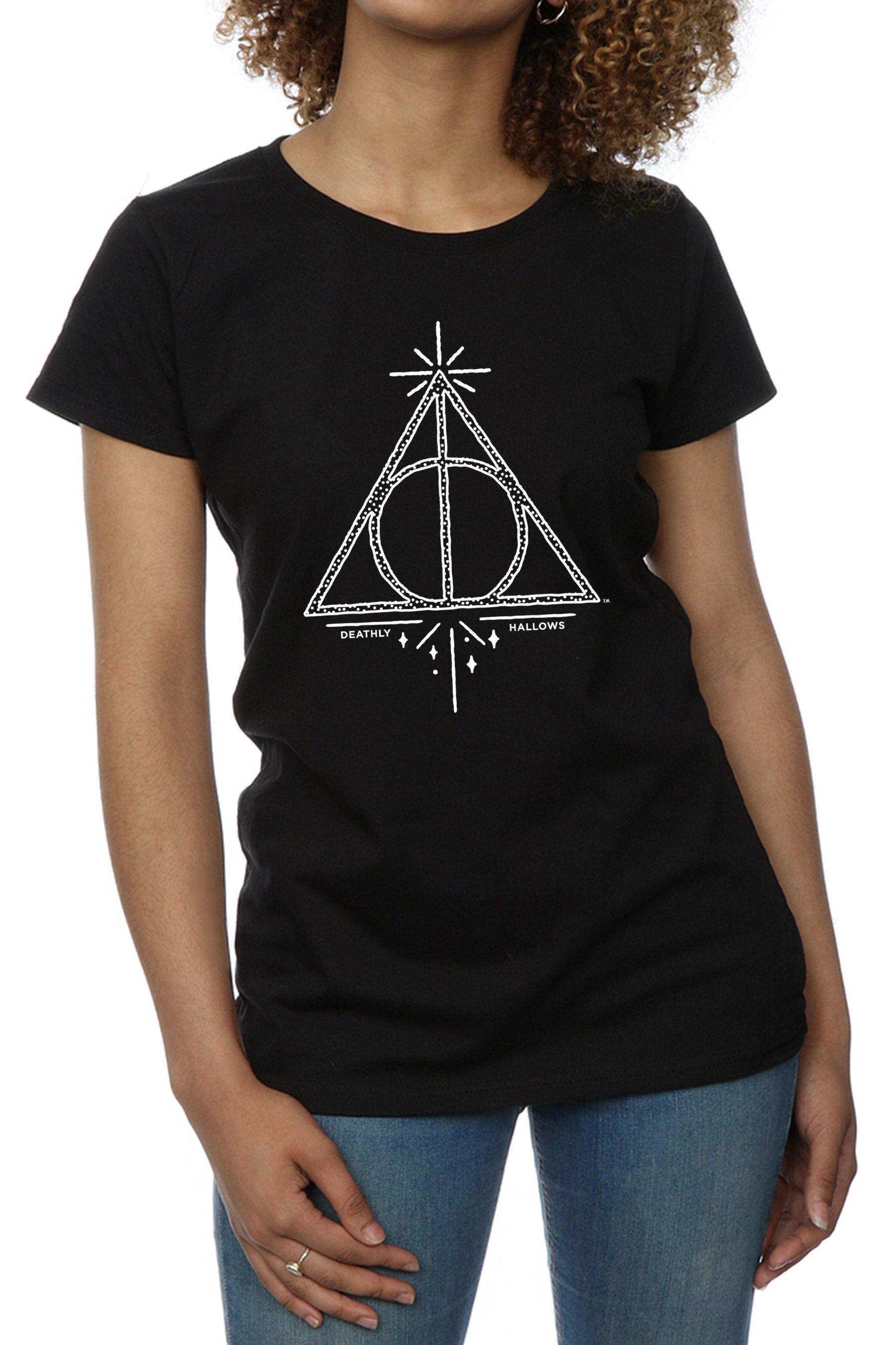Brands In Black Harry Potter Deathly Hallows Women Black T Shirt