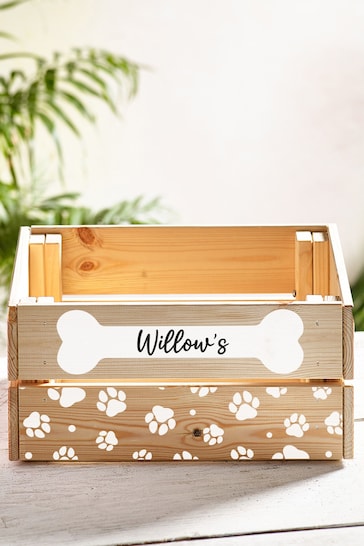 Personalised Dog "with a bone" Crate Box by Loveabode