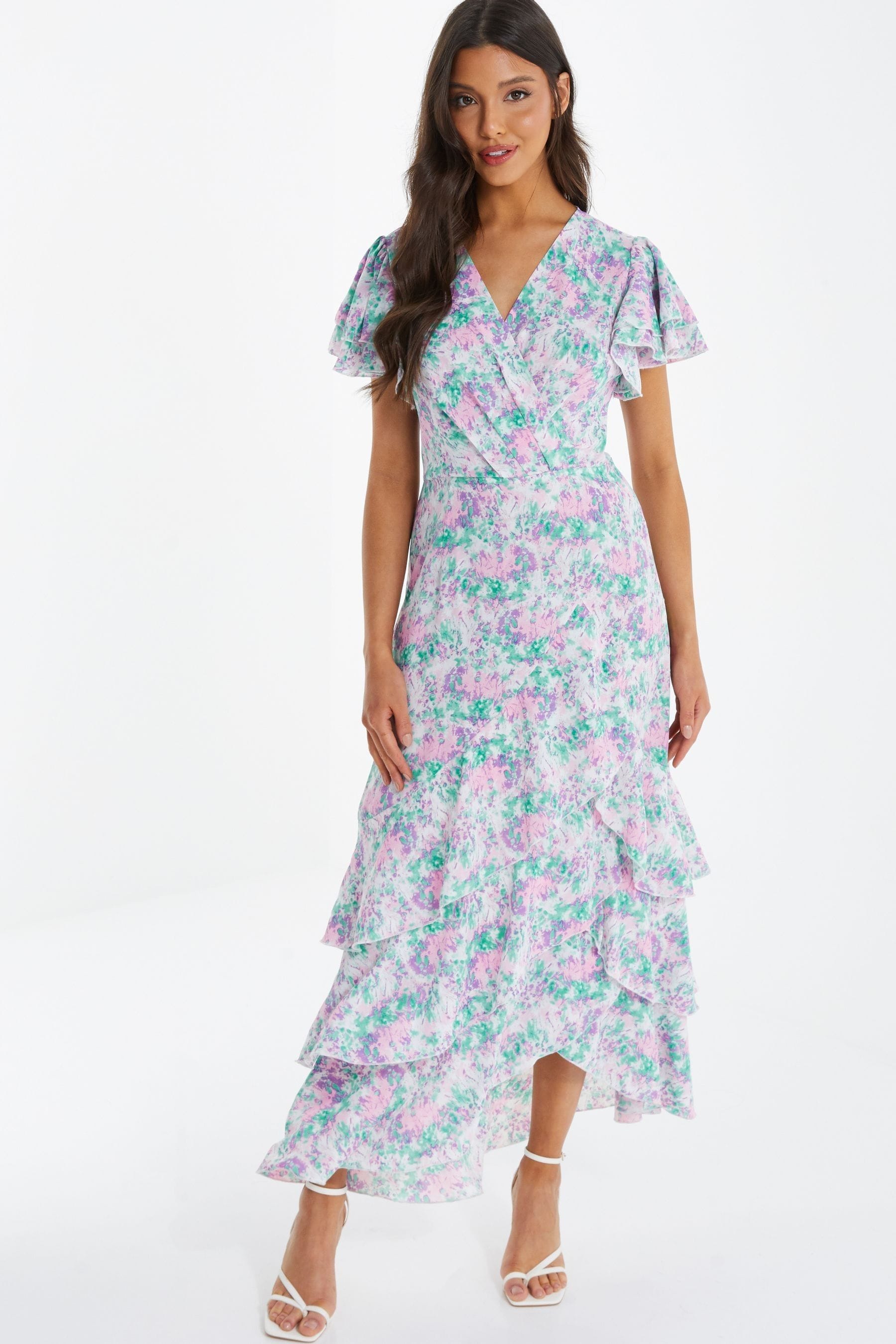 Quiz floral maxi best sale dress