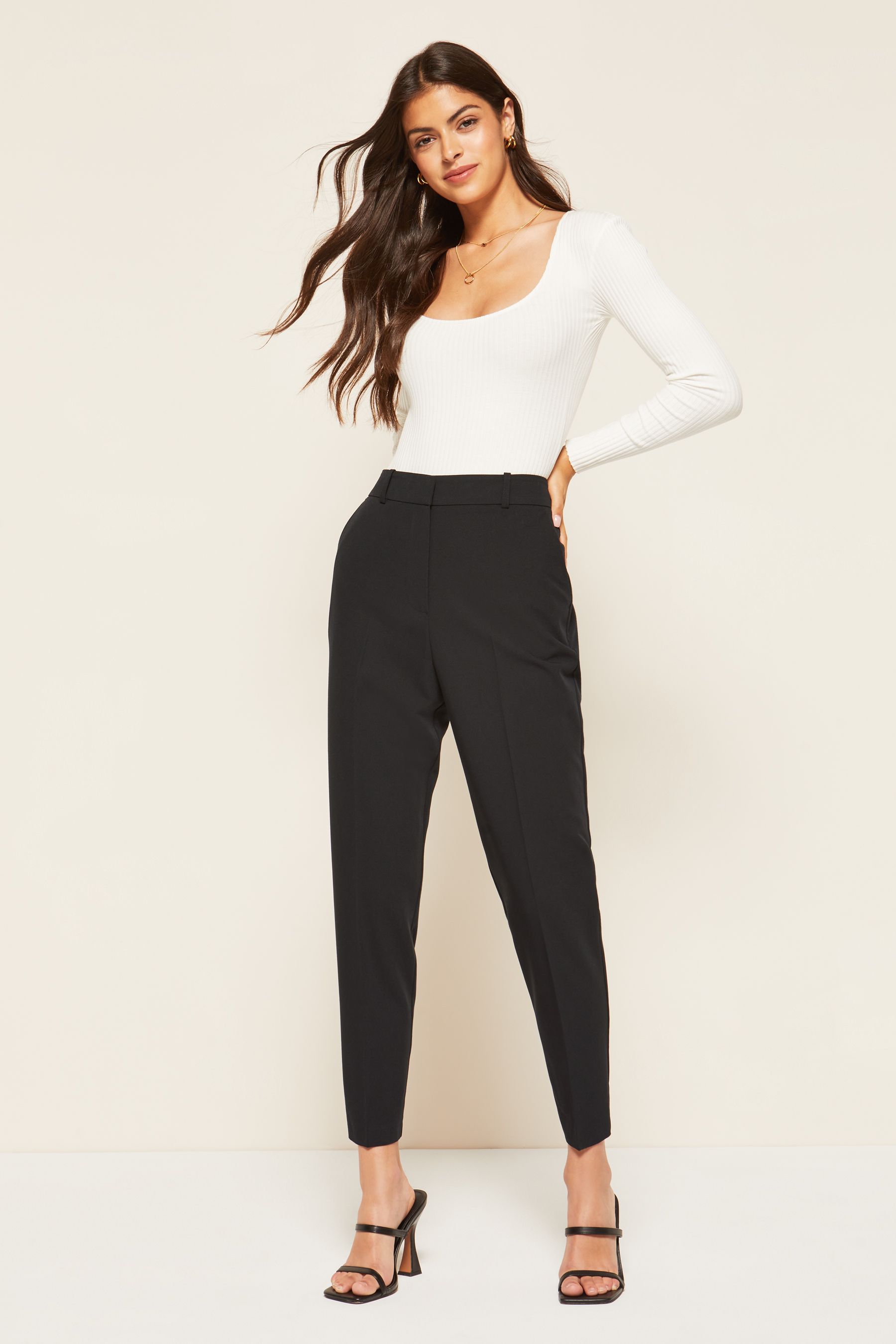 Ladies black sale ankle grazer trousers