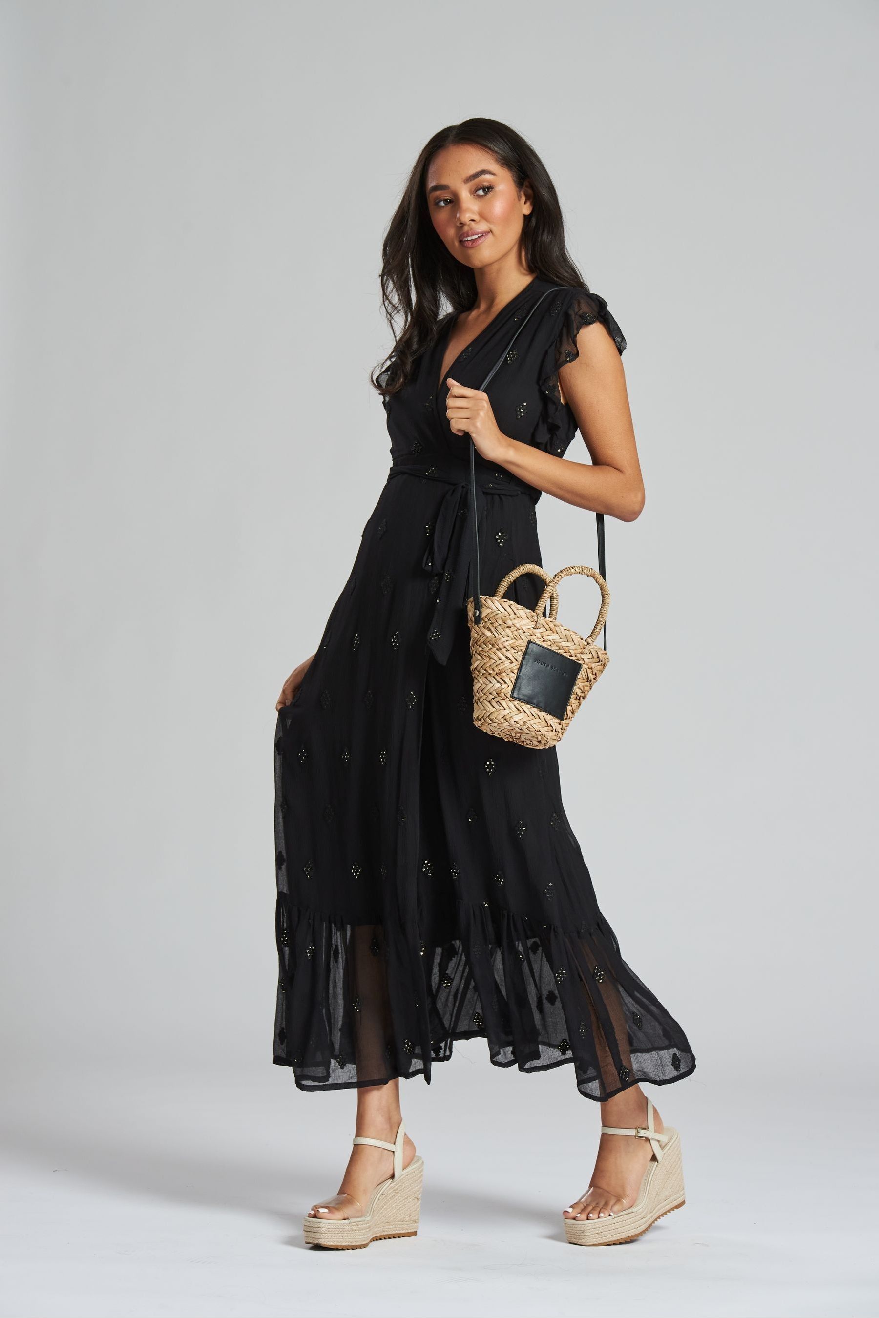 Black midi beach dress discount