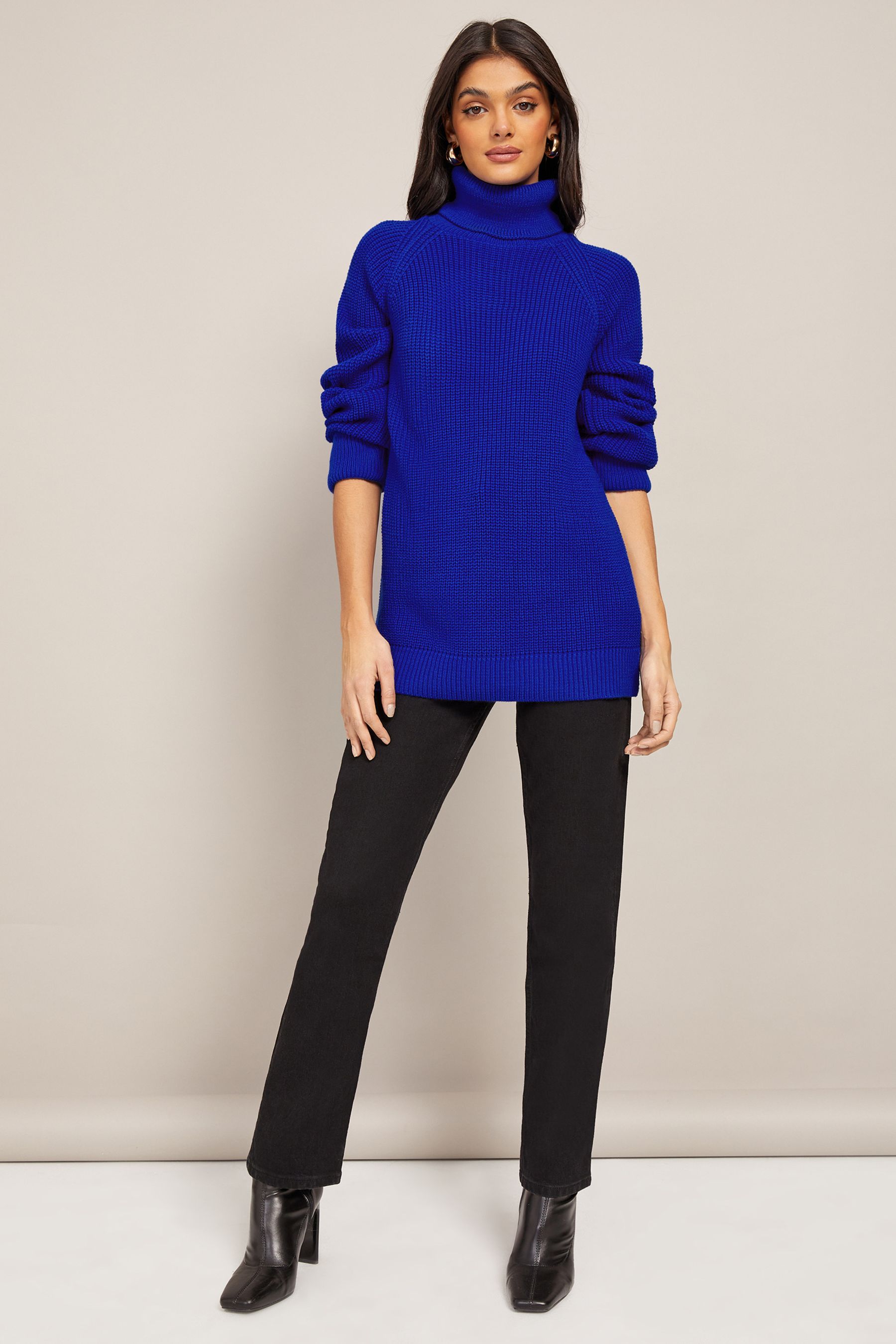 Cobalt blue clearance roll neck jumper