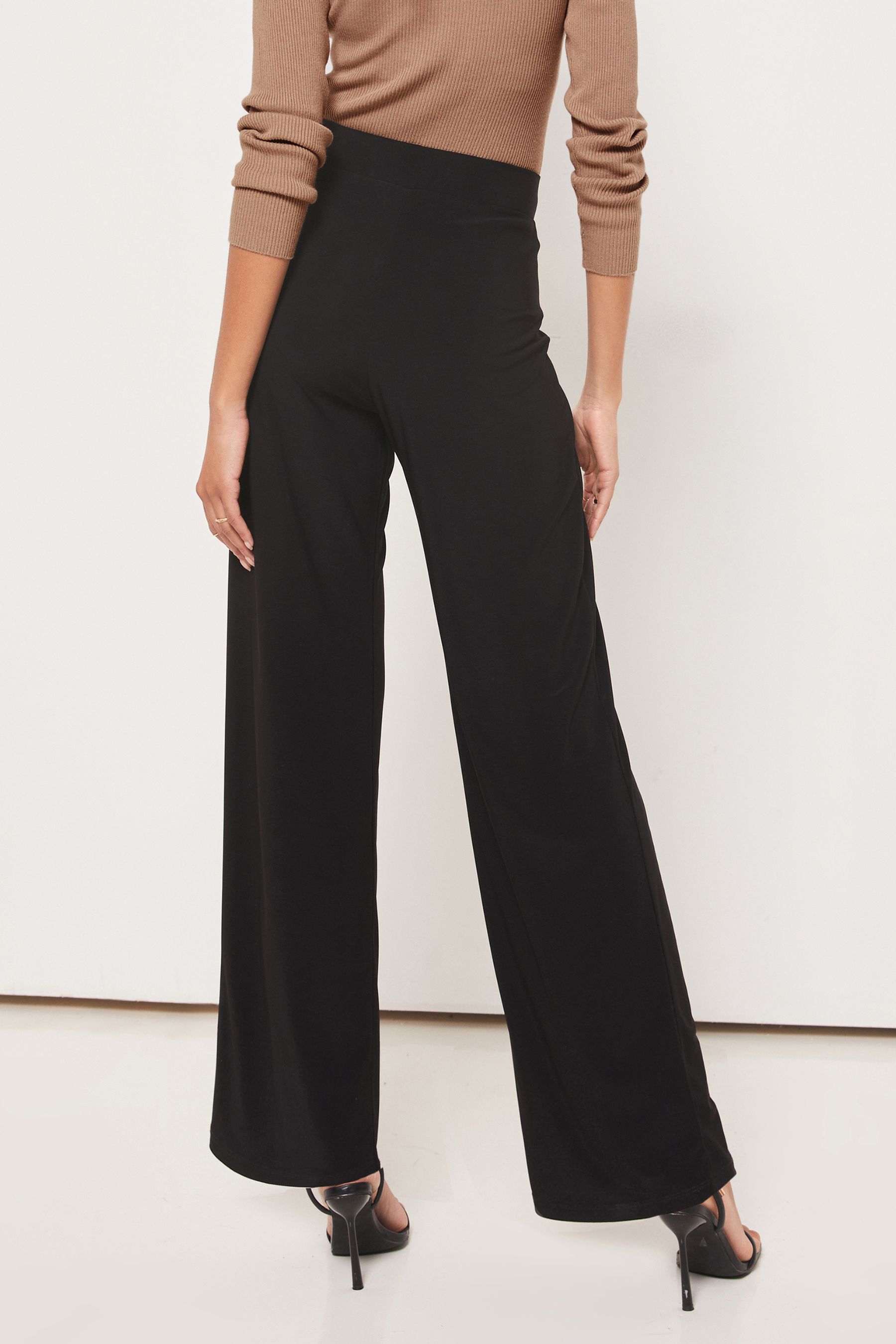 Next black wide leg trousers online