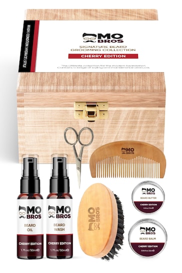 Mo Bros Wooden Signature Beard Grooming Collection Black Cherry