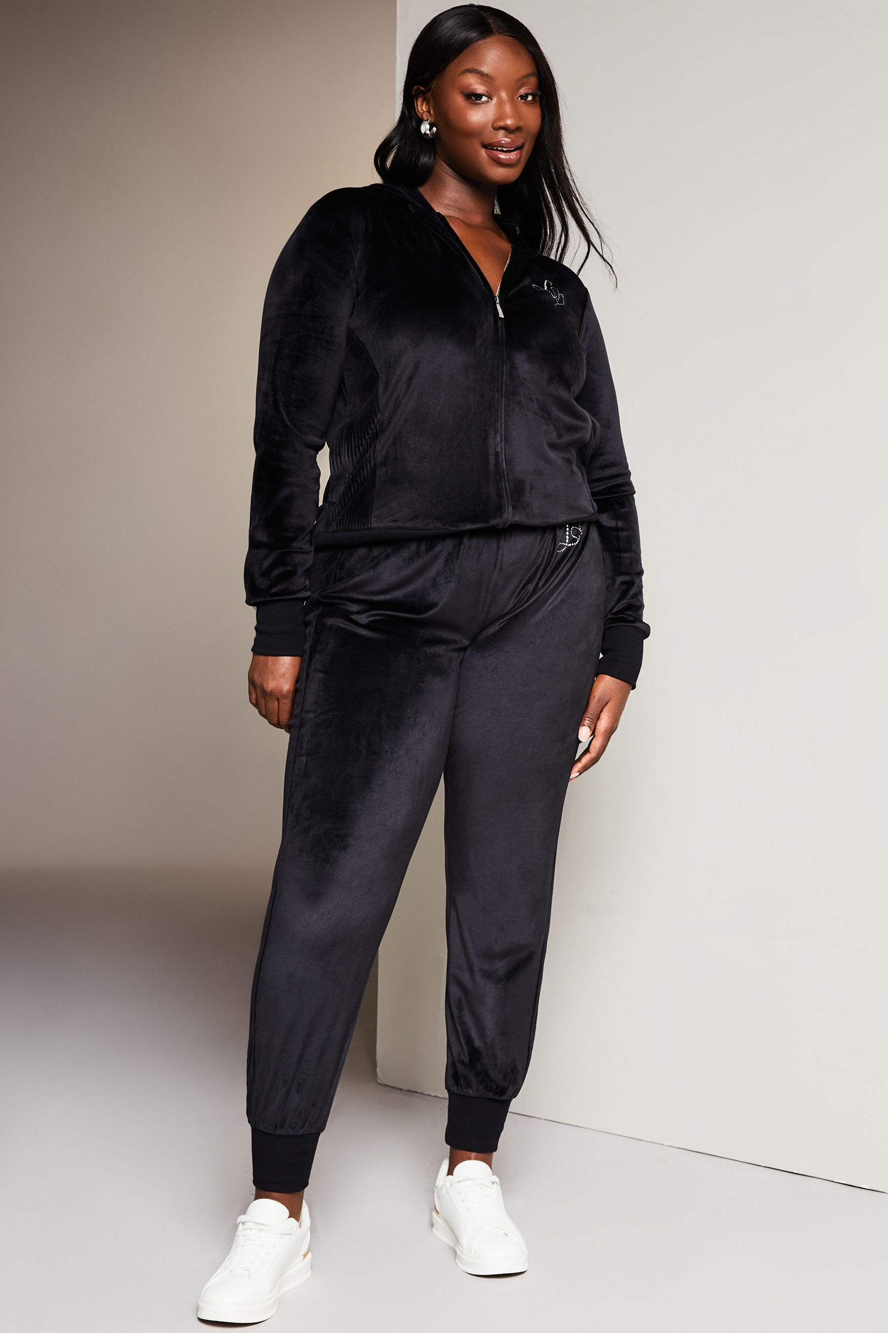 Plus size crushed velvet tracksuit deals