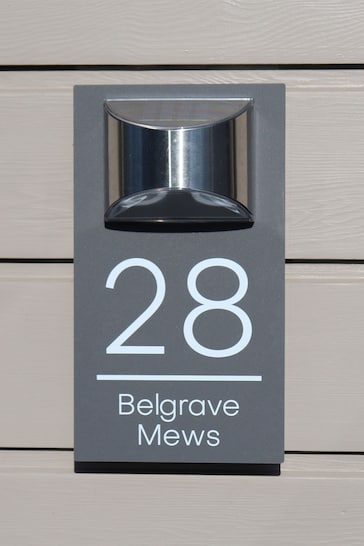 Personalised Solar House Sign LED Illuminated Contemporary Door Number Plaque by Loveabode