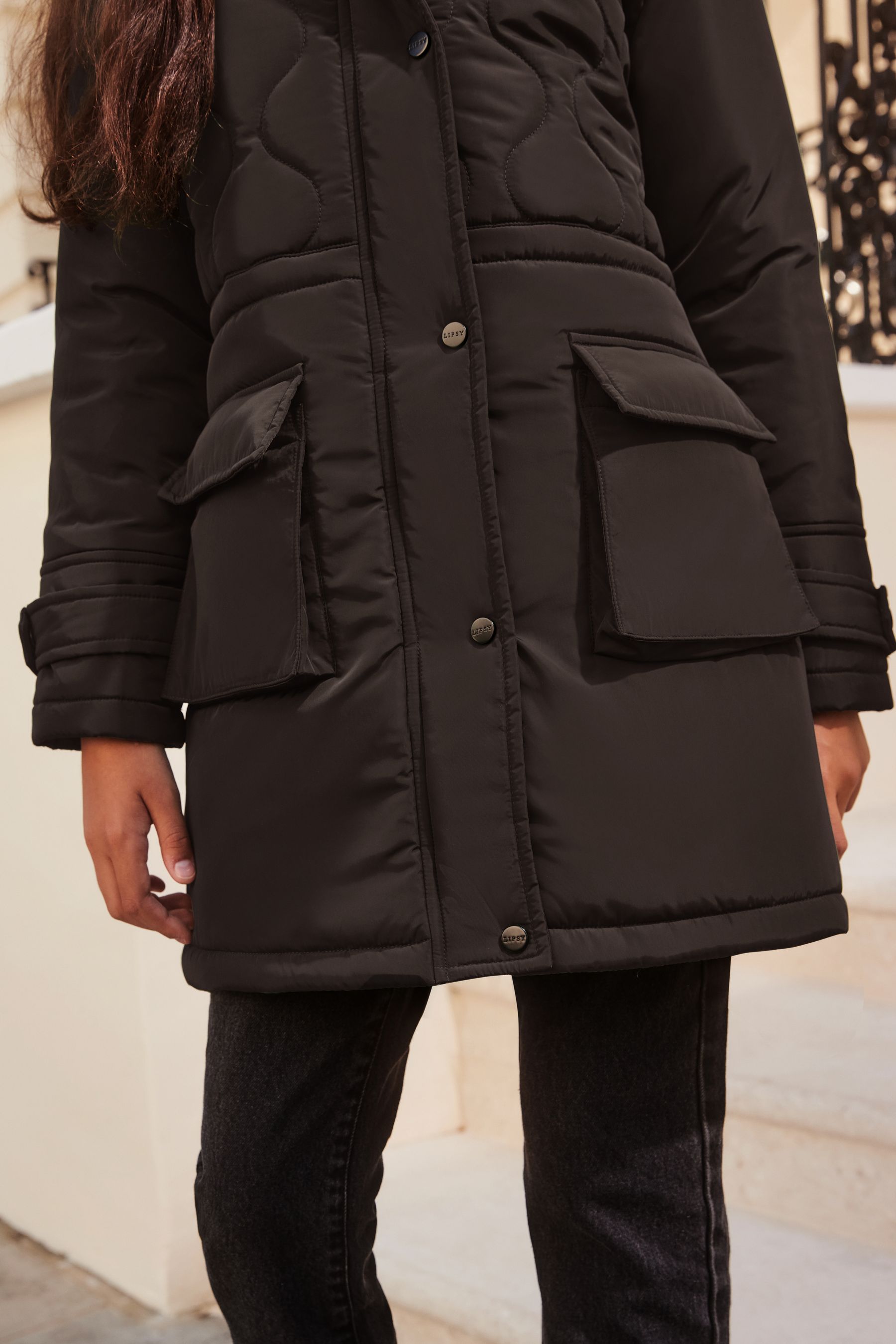 Lipsy faux fur cuff military coat online