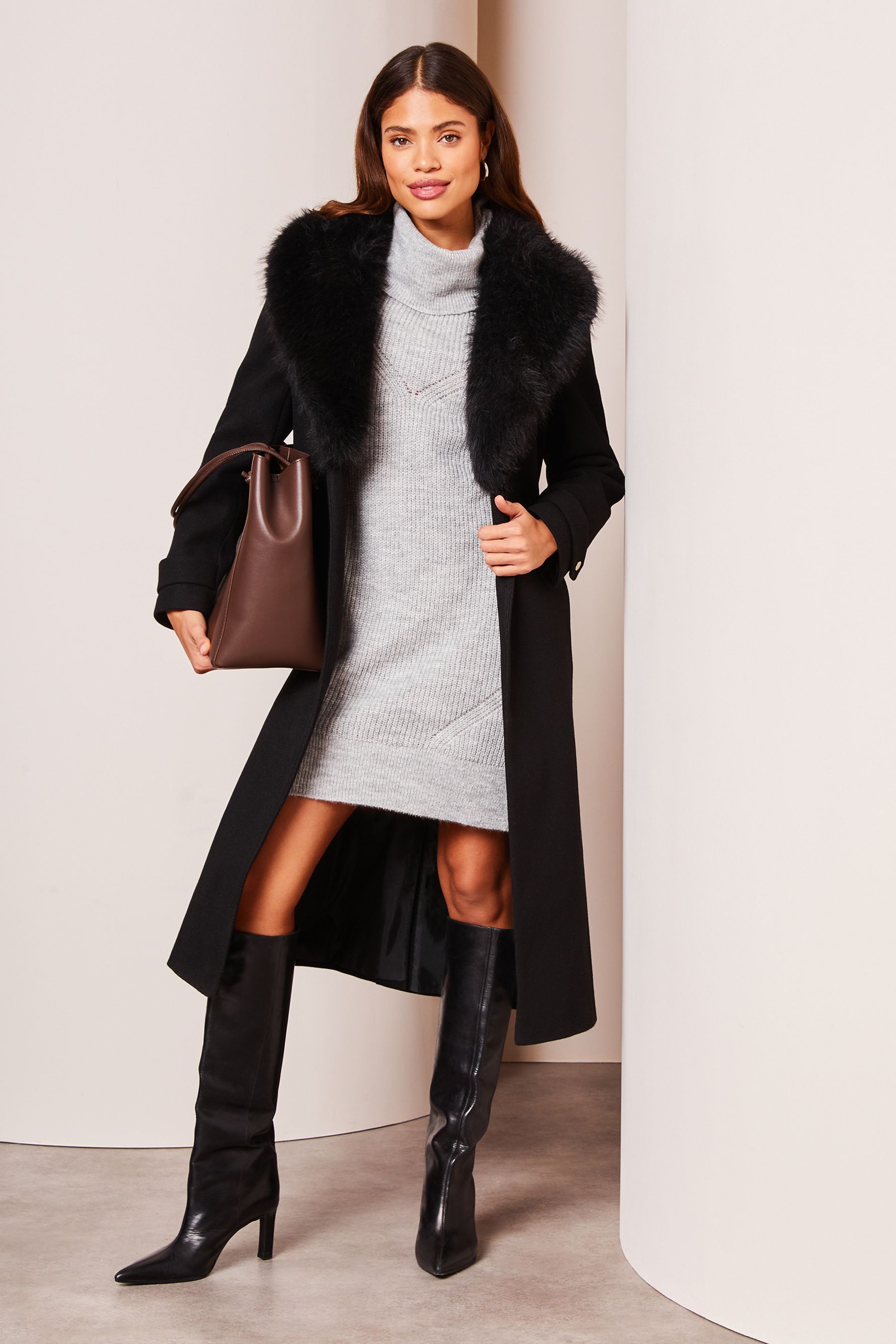 Lipsy faux fur discount bonded wrap coat