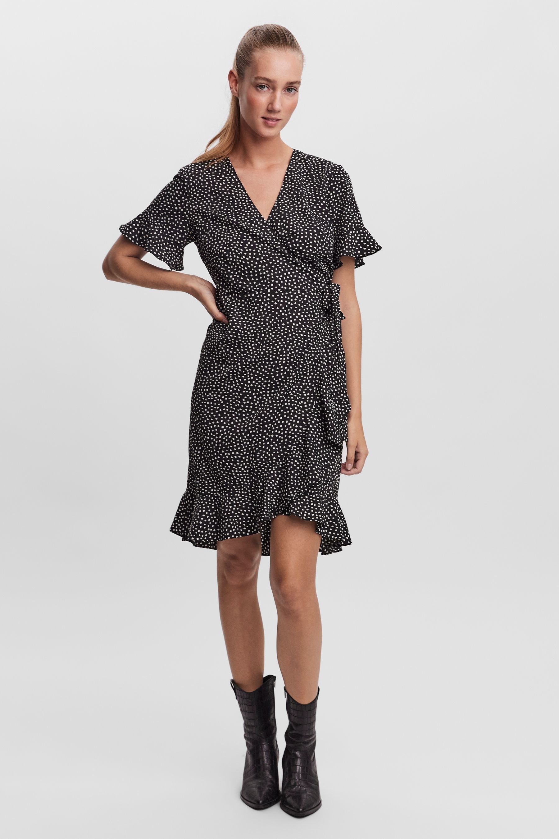 Vero moda polka dot wrap dress cheap