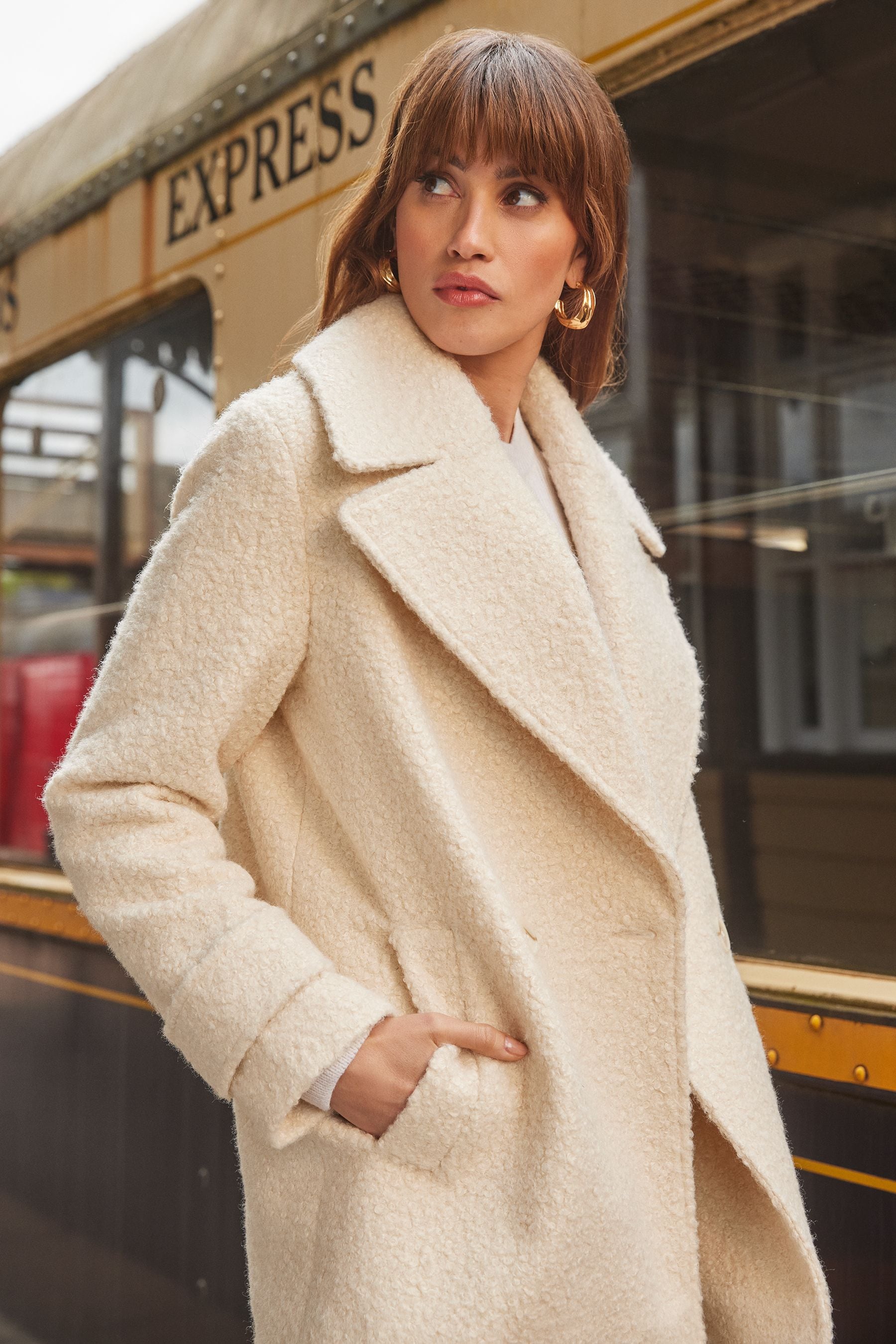 Oversized cheap boucle coat