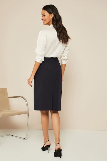 Friends Like These Navy Blue Tailored Pencil Skirt
