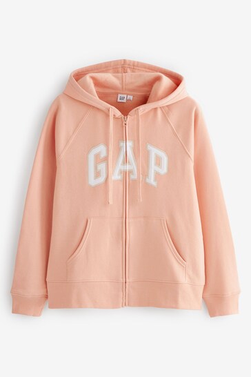 Gap Orange Peach Logo Zip Up Hoodie