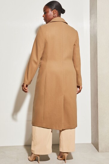 Lipsy Camel Double Breasted Longline Trench City Coat