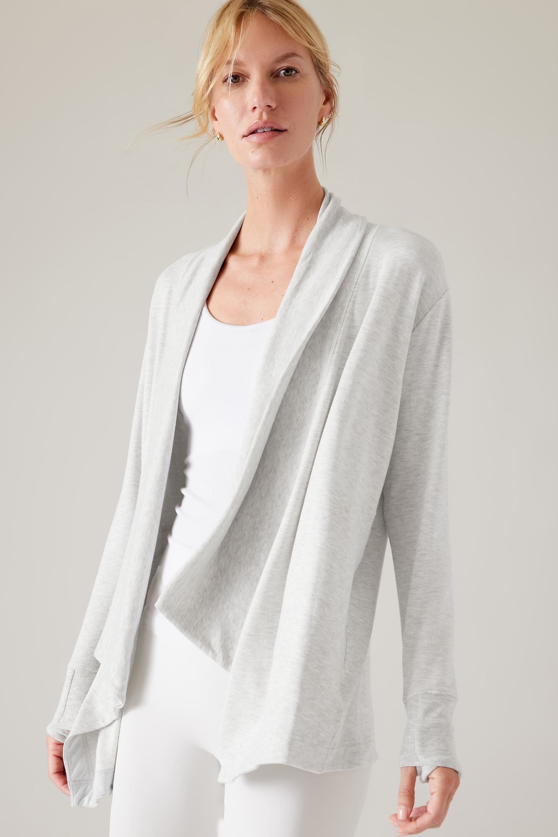 Athleta Grey Pranayama Restore Long Wrap Cardigan