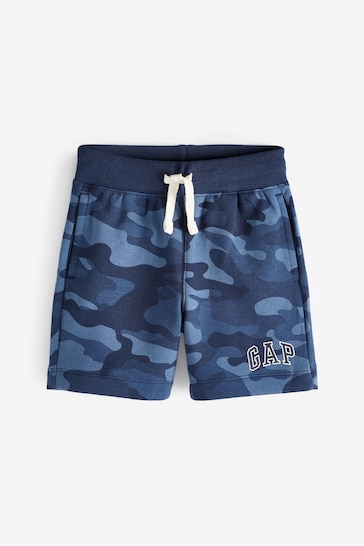 Gap Navy Blue Camo Pull On Logo Jogger Shorts