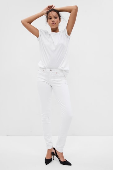 Gap White Stretch Mid Rise True Skinny Jeans