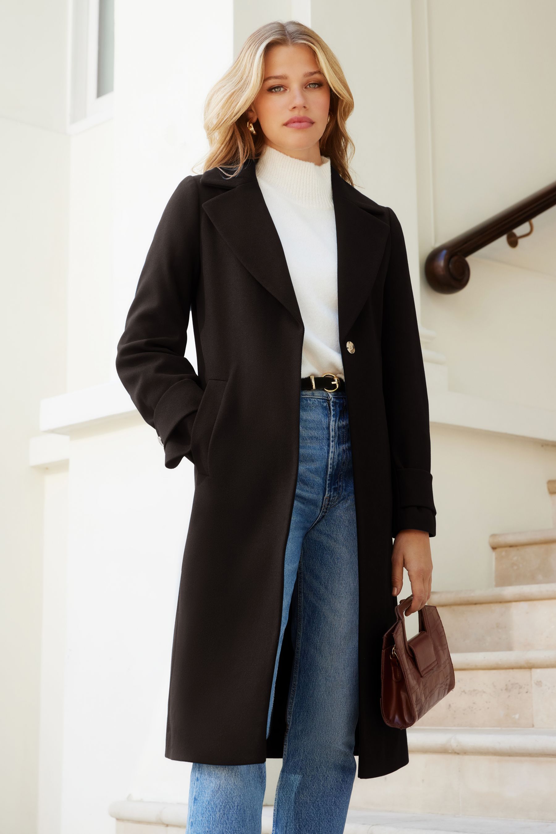 Long black shop smart coat