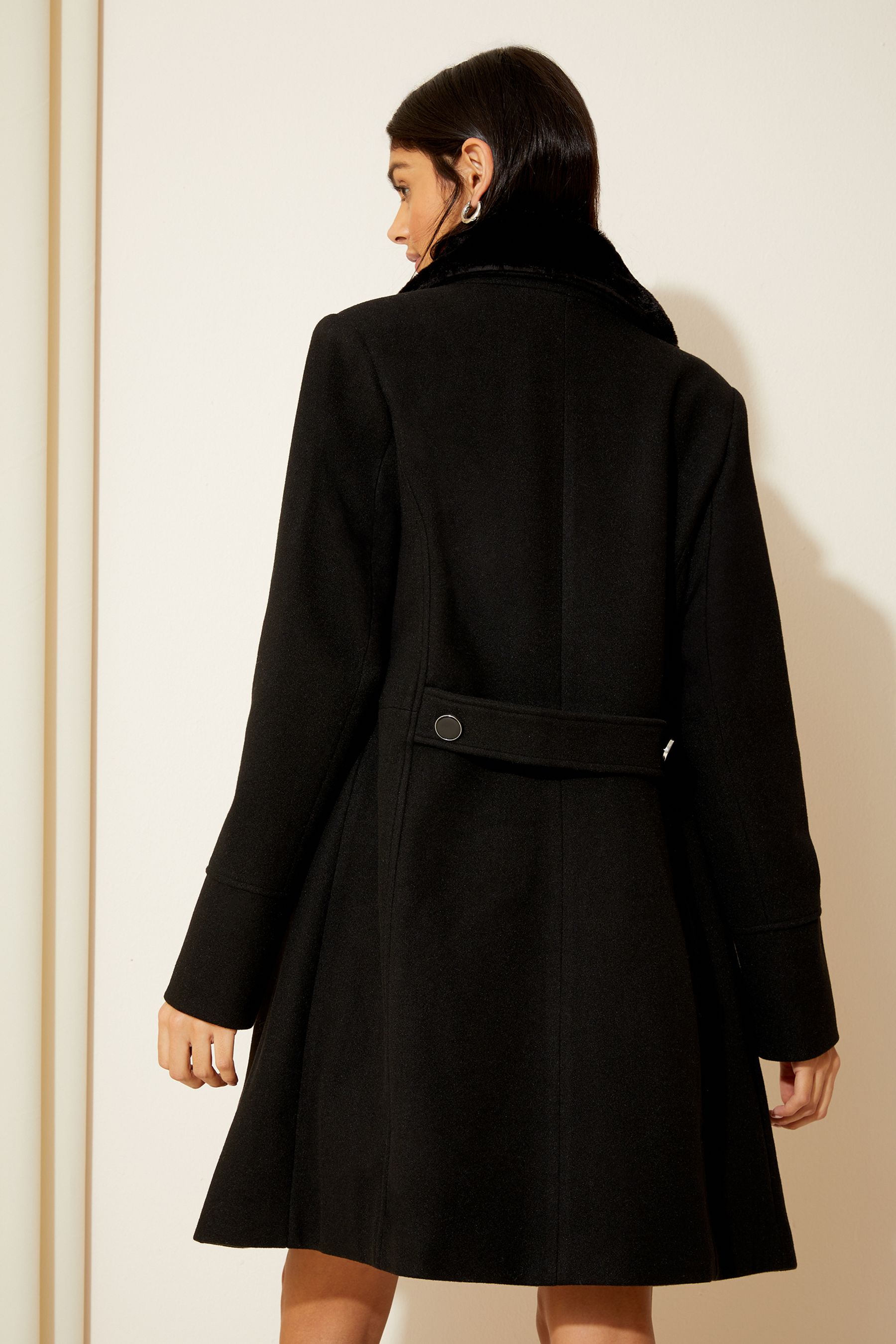 Military overcoat with discount detachable faux fur collar