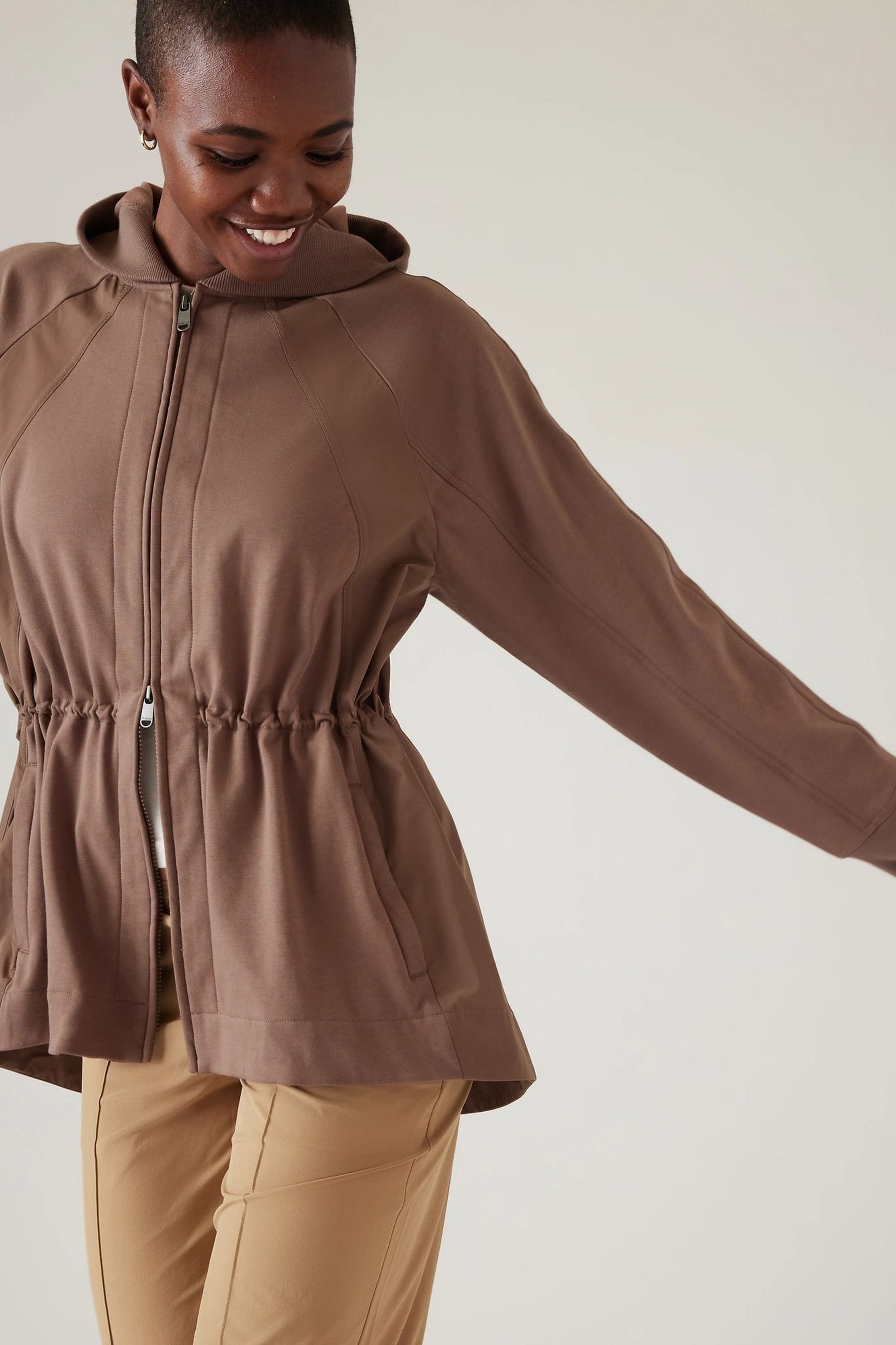 Buy Athleta Beige Triumph Hooded Jacket from the Next UK online shop